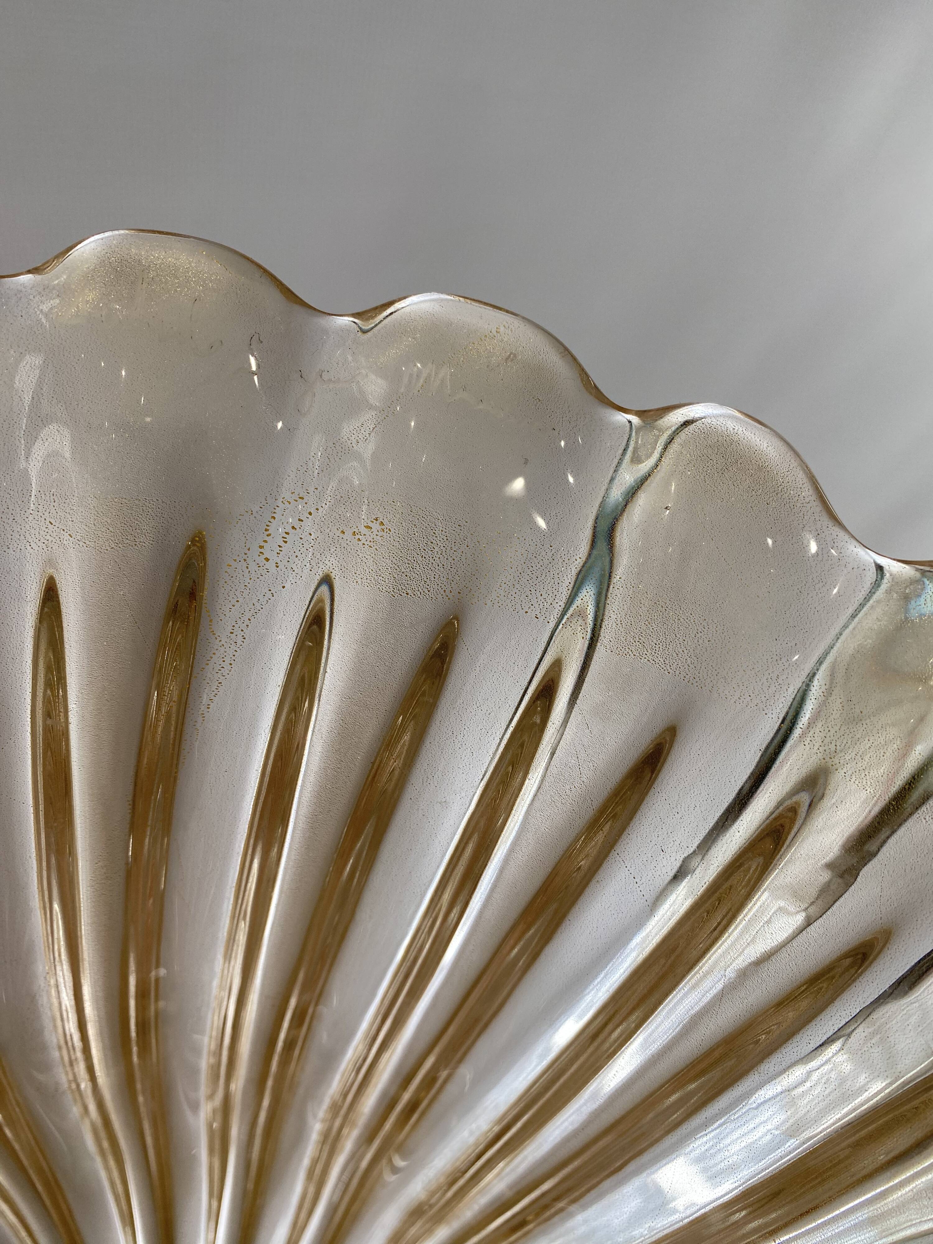 Signed Archimede Seguso Murano Glass Floor Lamp Gold Italian Art Deco 1980s