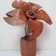 Lampe fleur bois massif vintage années