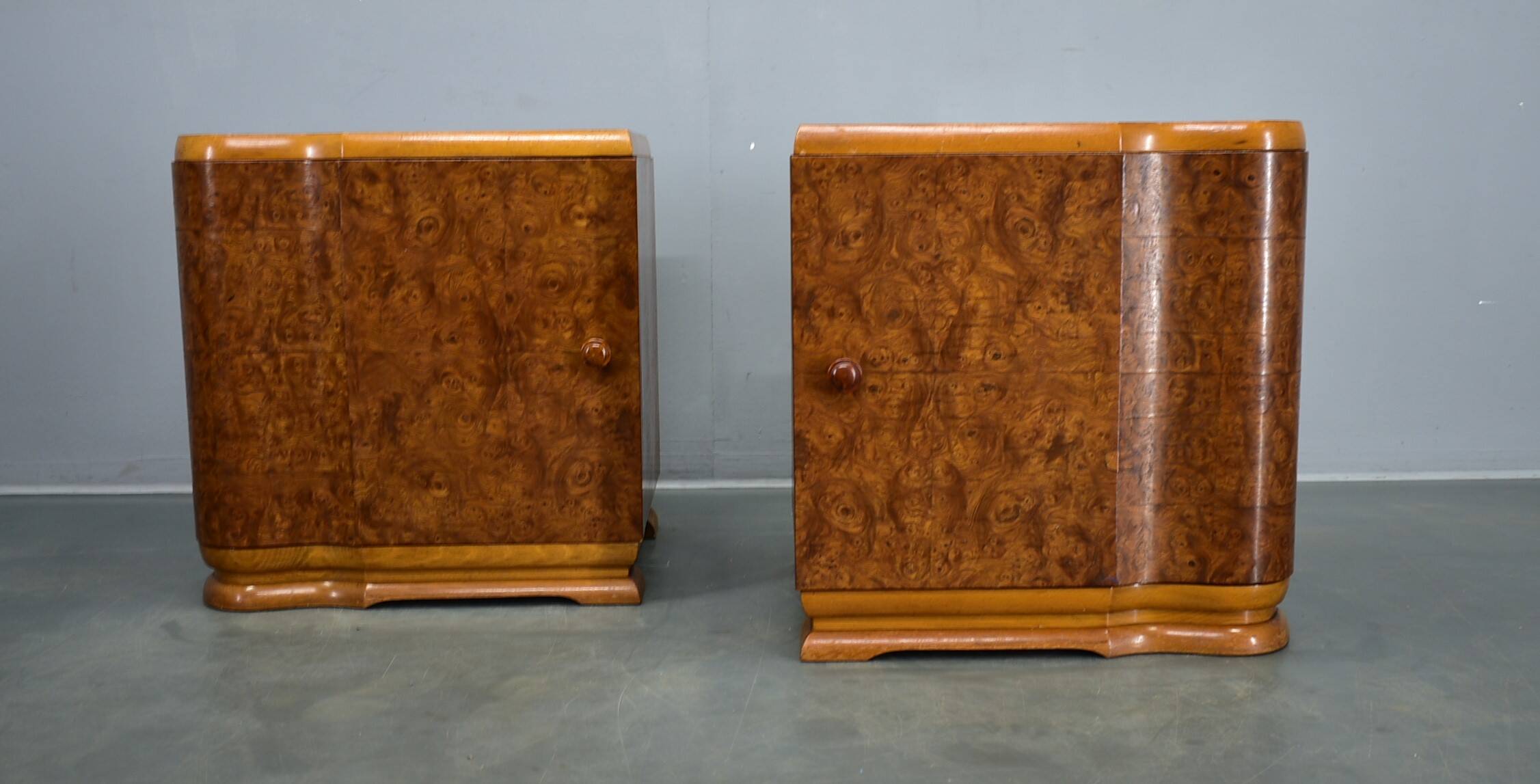 1939s pair of art deco bedside tables, Czechoslovakia