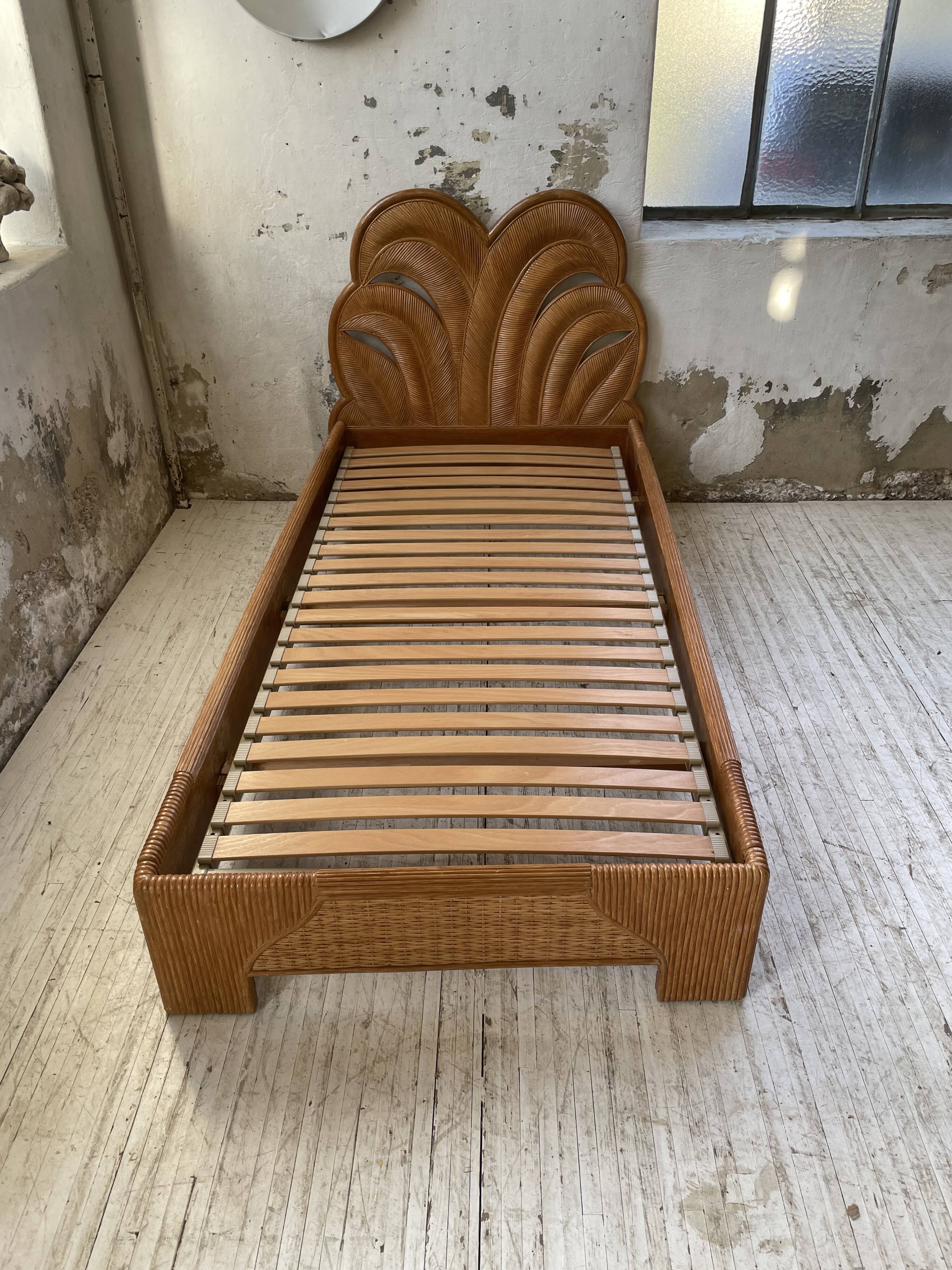 Bed 1 place "palm" wicker and rattan Vivai Del Sud