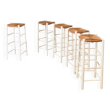 Rustic Handcrafted High Stools, France, 1940s, Set of 5