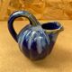 Antique alphonse mouton melon pitcher flamed ceramic blue vintage