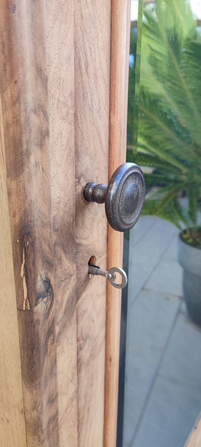 Sandblasted glass cabinet