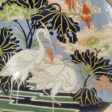 Large model plate in Chinese enamel porcelain with splendid bird decoration. macau