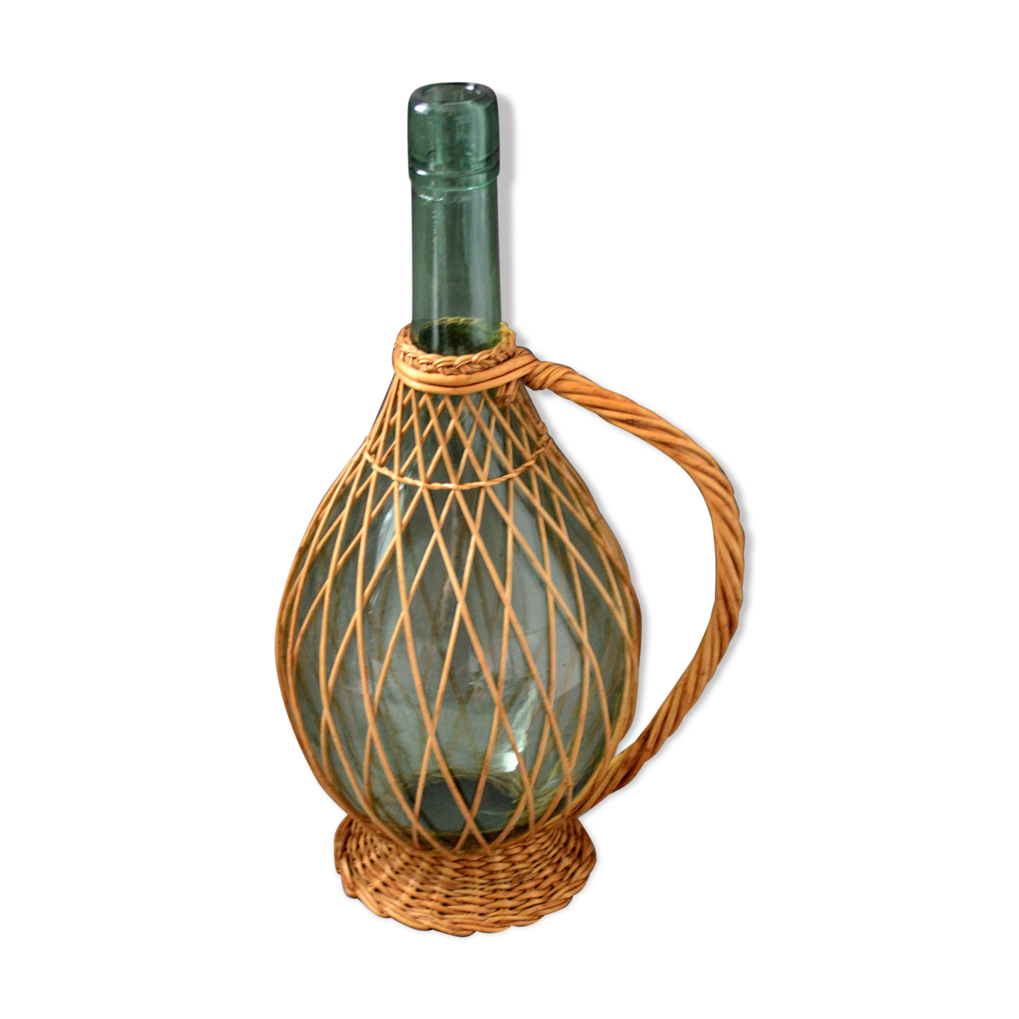 Vintage glass and rattan bottle