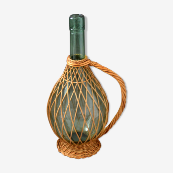 Vintage glass and rattan bottle