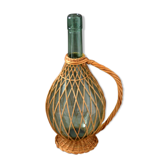 Vintage glass and rattan bottle