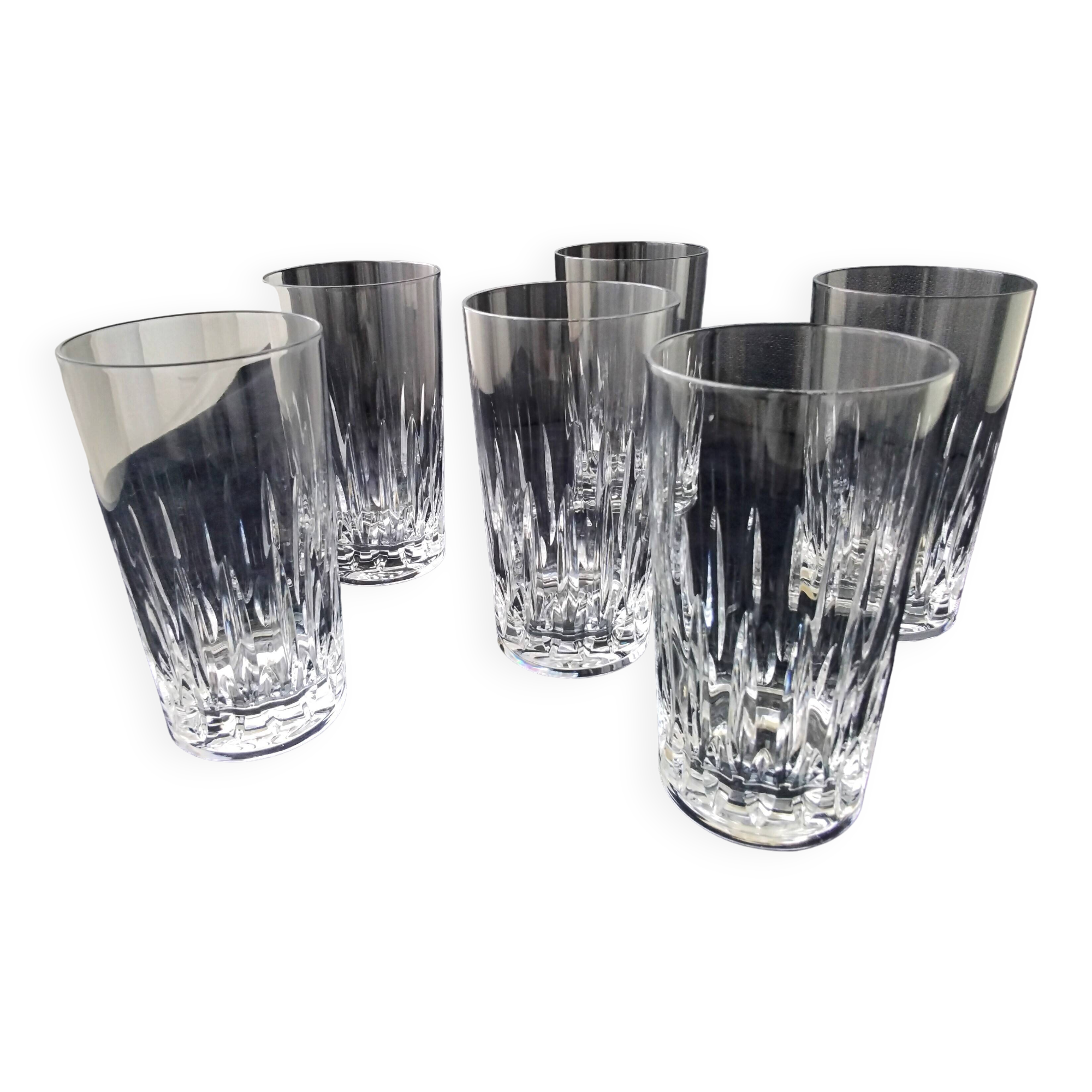 6 Arques crystal orangeade, whisky and cocktail glasses