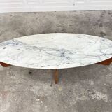 Hugues Poignant marble and rosewood coffee table