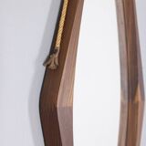 Miroir mural ovale vintage en bois des années 1960, design italien