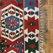 Ancient Turkish Kilim rug handwoven – geometric patterns 98x96 cm