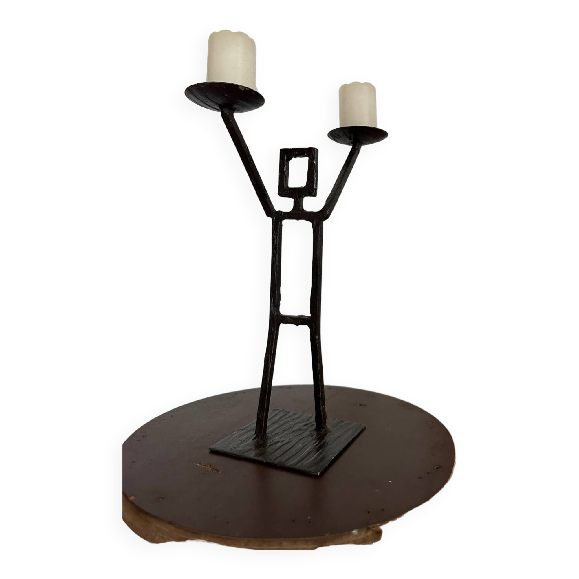 Vintage wrought iron anthropomorphic candle holder