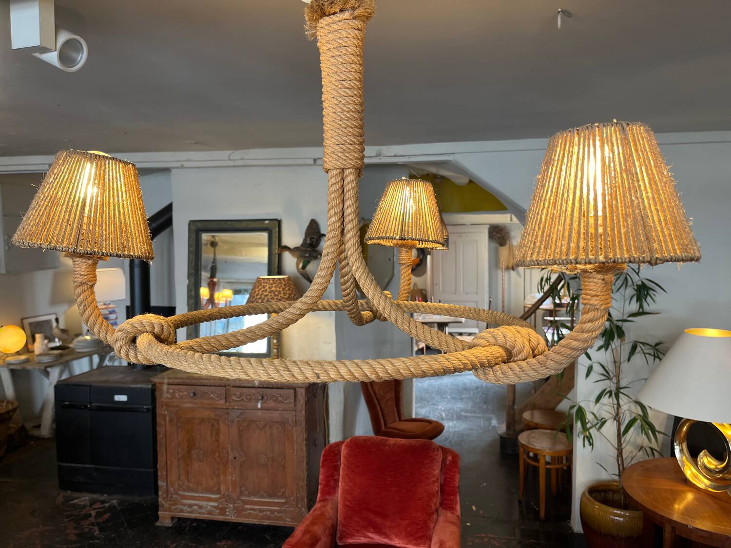 Cord chandelier 1970 Berthes Glasser