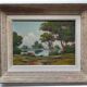 Oil on canvas signed Gaston Aubert Landscape of the countryside