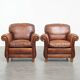 Set of 2 sheepskin leather armchair in English style