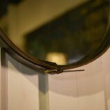 Black leather mirror by Jacques Adnet 1950s