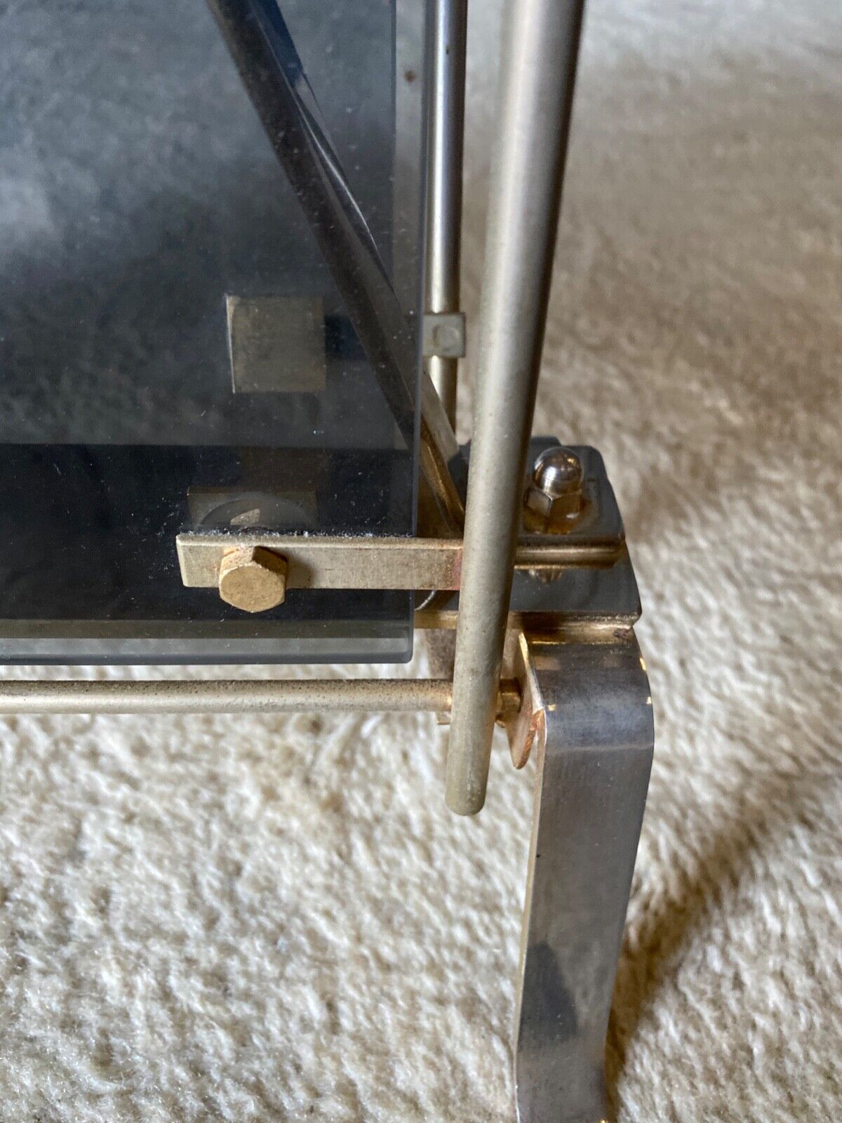 Foldable magazine holder in smoked glass and metal chrome dore 1970