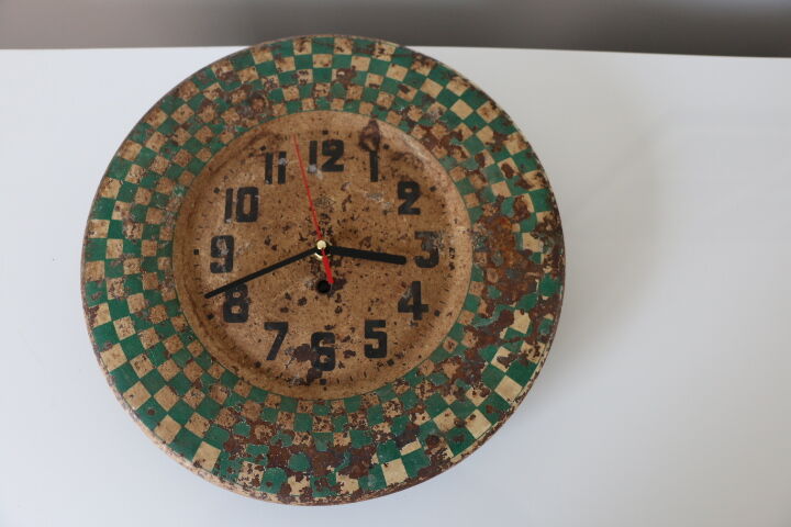 Green Japy checkerboard wall clock