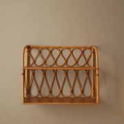 Vintage bamboo wicker rattan shelf unit with Scandinavian country style design for children