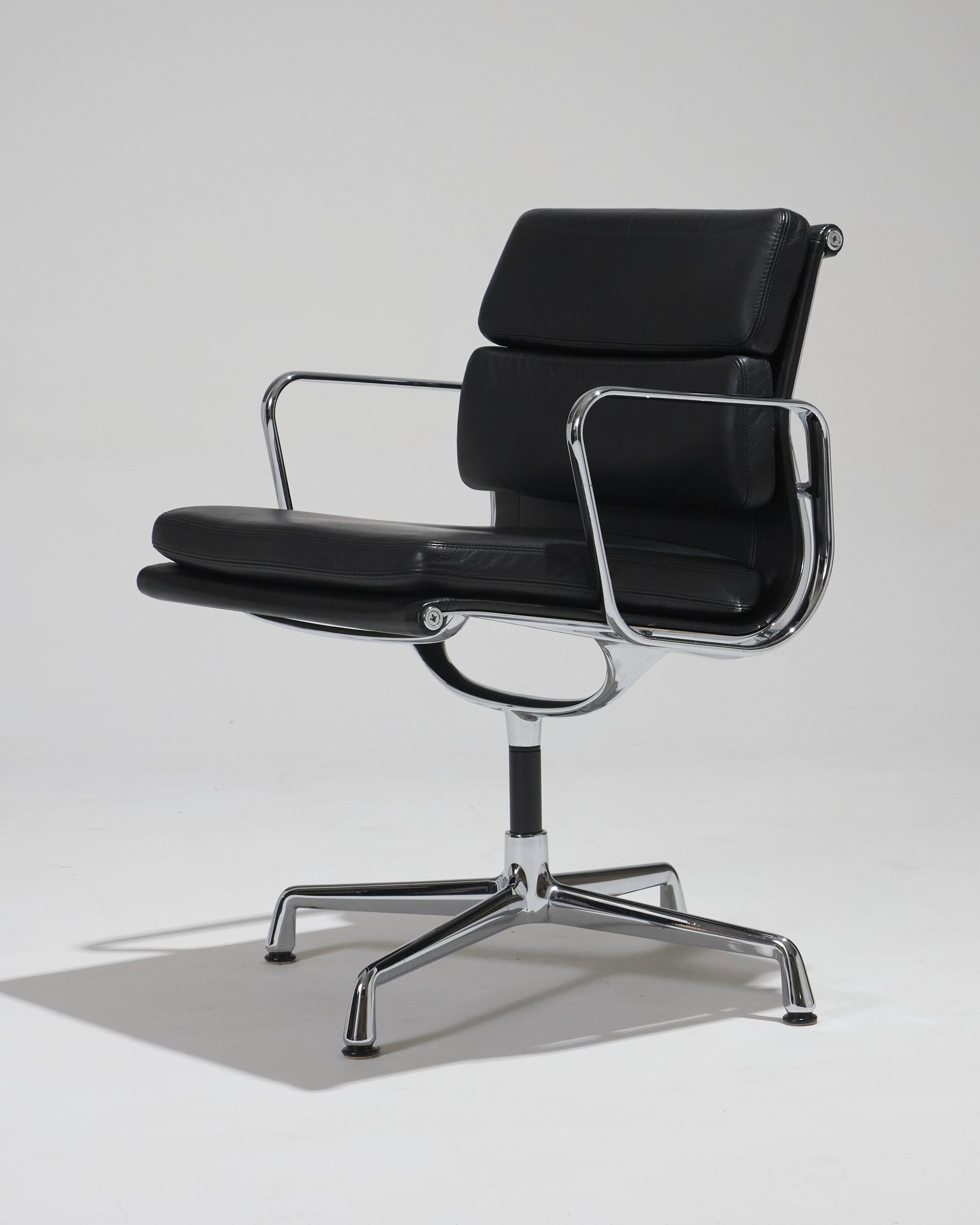 CHARLES EAMES "SOFT PAD EA 208" LEATHER ARMCHAIR, 1960s