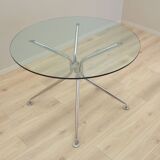 Table ronde en verre, design italien, années 80, production : Calligaris