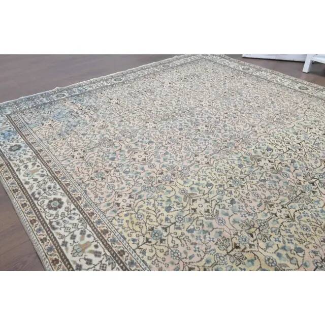 1970s Vintage Turkish Oushak Handmade Wool Cotton Brown Area Rug 193x275