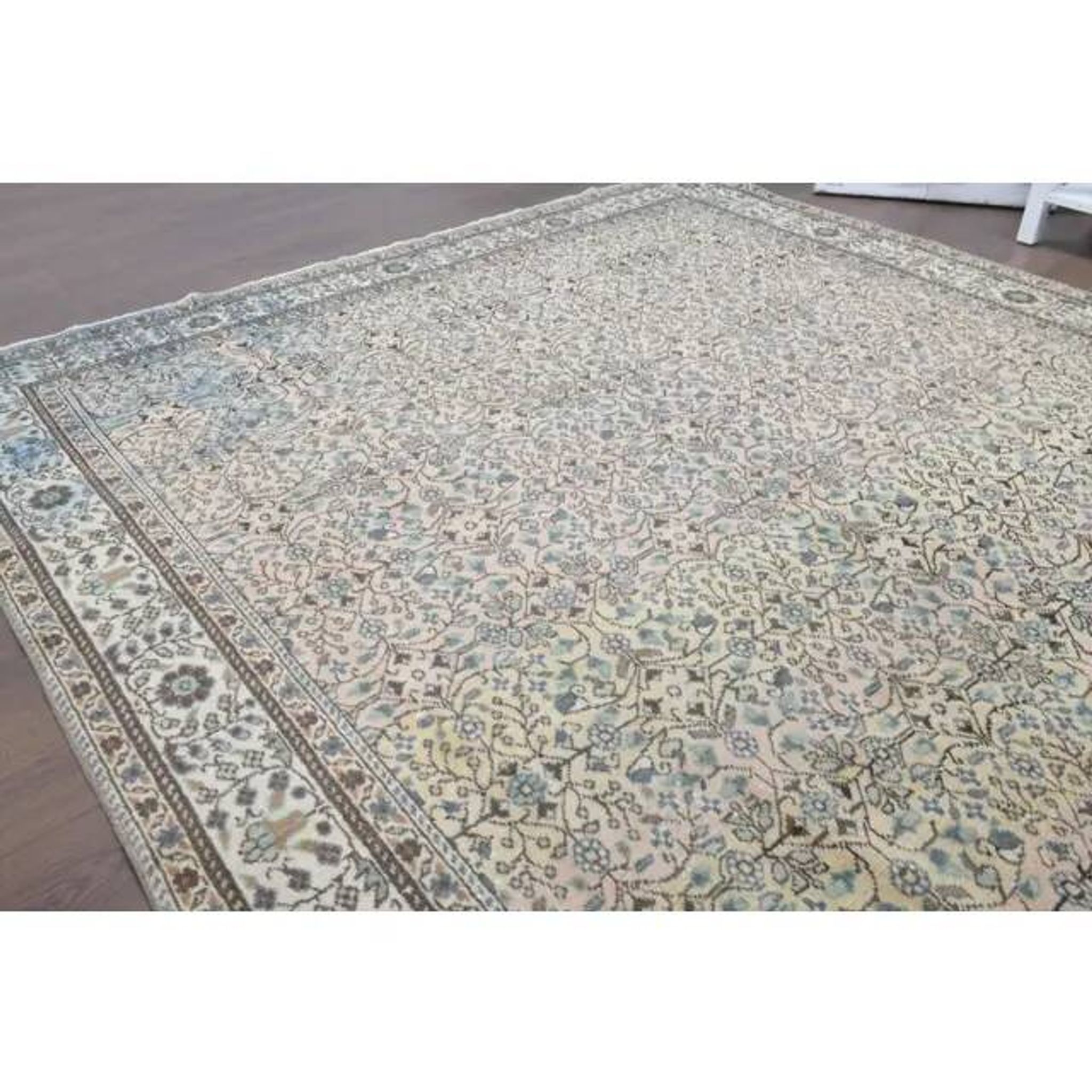 1970s Vintage Turkish Oushak Handmade Wool Cotton Brown Area Rug 193x275