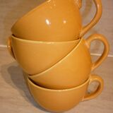 4 tasses céramique jaune et orangé