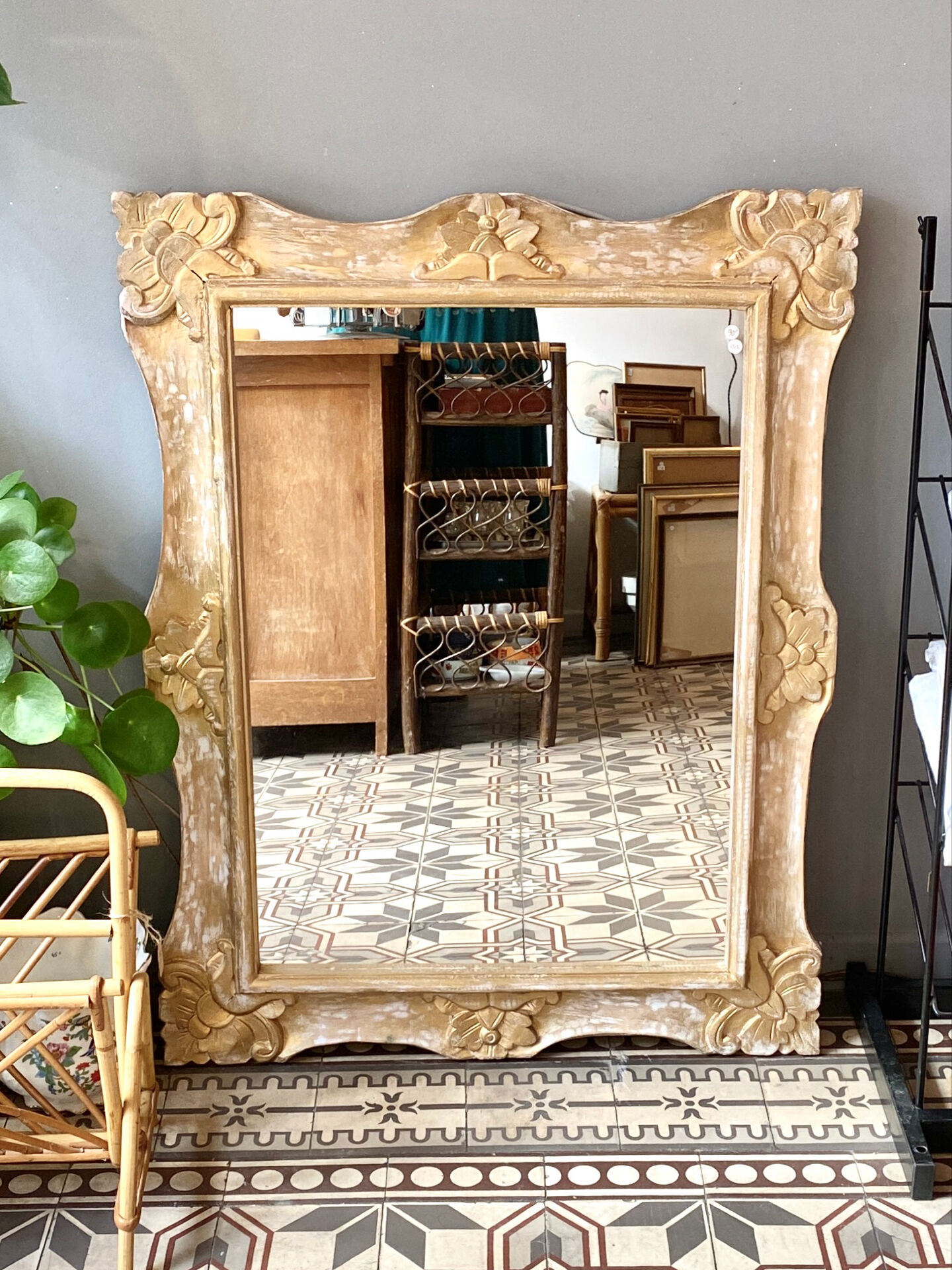 Large gilded wooden mirror