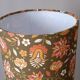 Vintage wooden table lamp with seventies flower tube shade