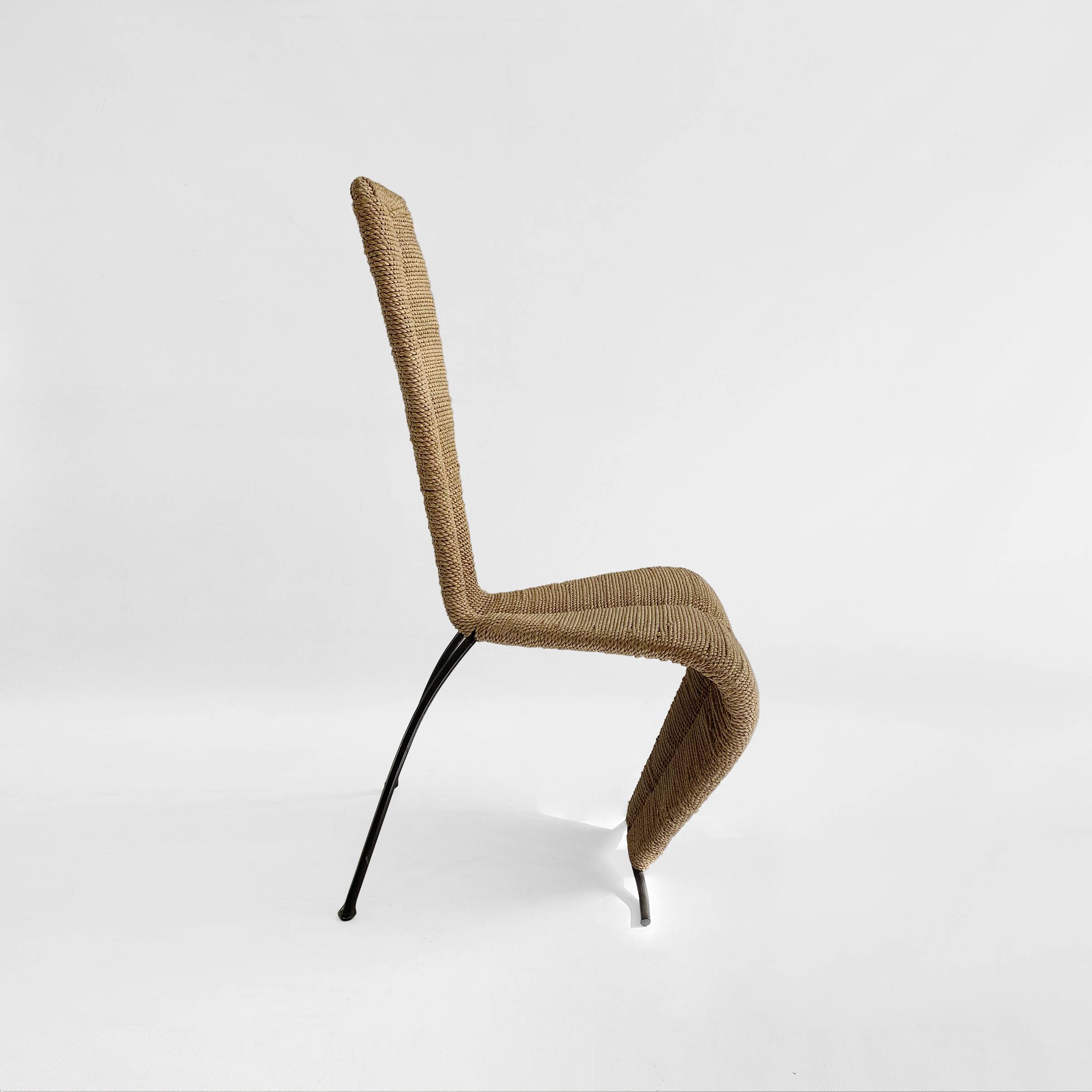 1 X  Postmodern 1980s Dining Side Rope Chair