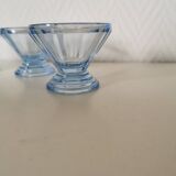 Set of glasses, coupe, ice cream, Normandy hole, cooked wine, digestives, art deco, blue