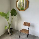 80s hexagonal pine mirror