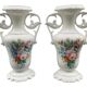 Pair of large 19th century church vases in painted white Paris porcelain