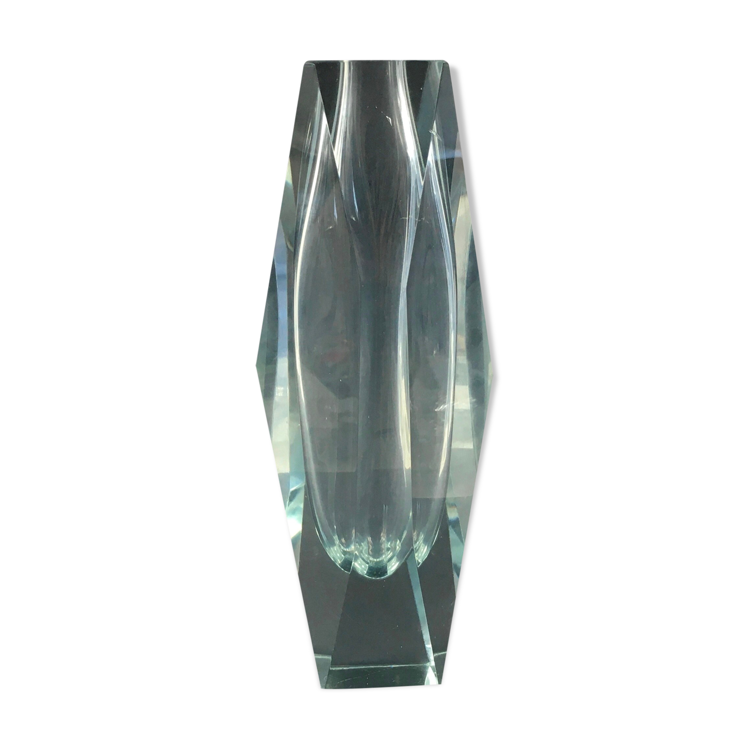 Very Large Mid-Century Murano Faceted Glass Vase by Flavio Poli for Mandruzzato, Italy, 1960s