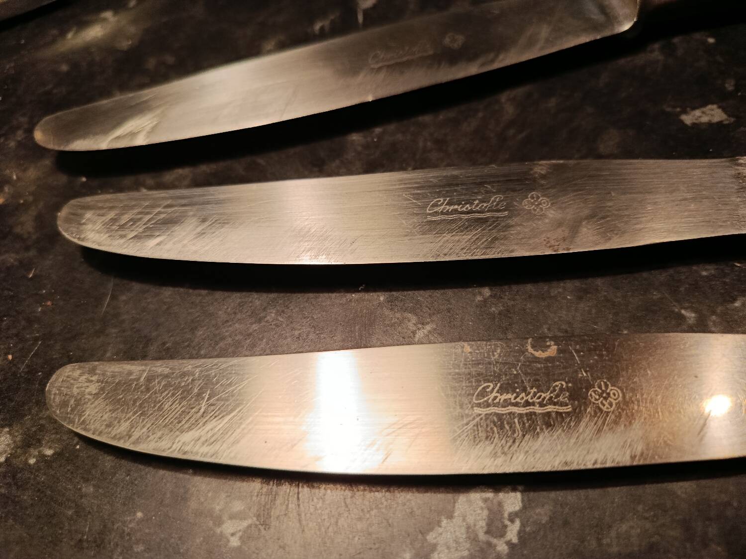 3 Christofle table knives
