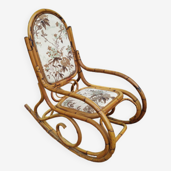 Rocking Chair - Rattan and Floral Fabric