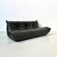 Togo 3-seater in Black Leather designed by M. Ducaroy for Ligne Roset