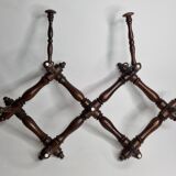 Old extendable wooden coat rack, Napoleon III, 9 hooks