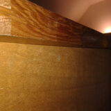 Dresser chest of drawers vintage wood and wicker feet compass