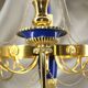 A True Gem, this Chandelier with Bright Gold Finish & Royal Blue in Bronze, Eight Lights.