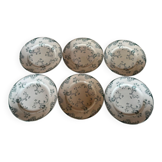 Set of 6 flat plates KG Luneville vintage