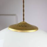 Mid-century Italian Brass and Opaline Pendant Lamp