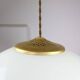 Mid-century Italian Brass and Opaline Pendant Lamp