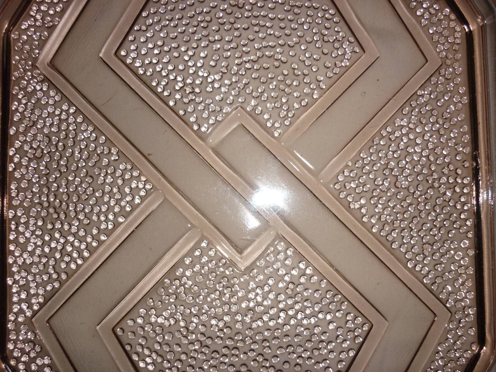 Art Deco pink glass transparent dish