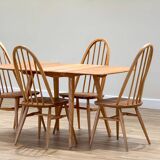Ercol Folding Table and Four Quaker Chairs by Lucian Ercolani, 1960s