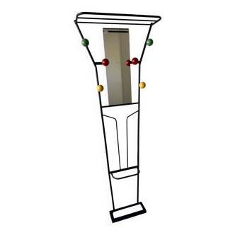 Vintage coat rack with mirror – Robert Ferraud style – a