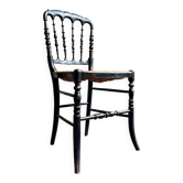 Chaise Napoléon III en bois noir et paille