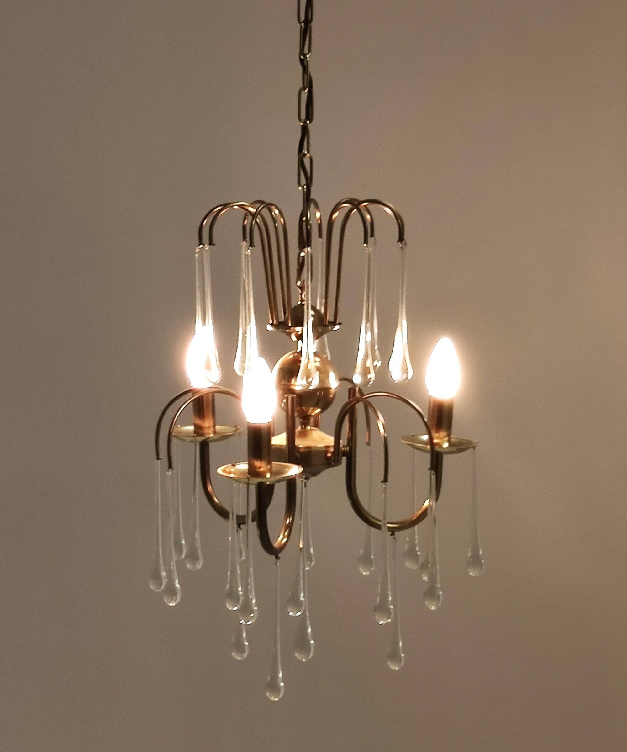 Murano Glass Teardrop Chandelier in the Style of Venini, Italy