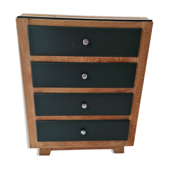 Chest of 4 drawers 40s feet compass raw wood and darjeling color